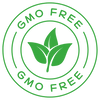GMO Free green certification badge with leaf design